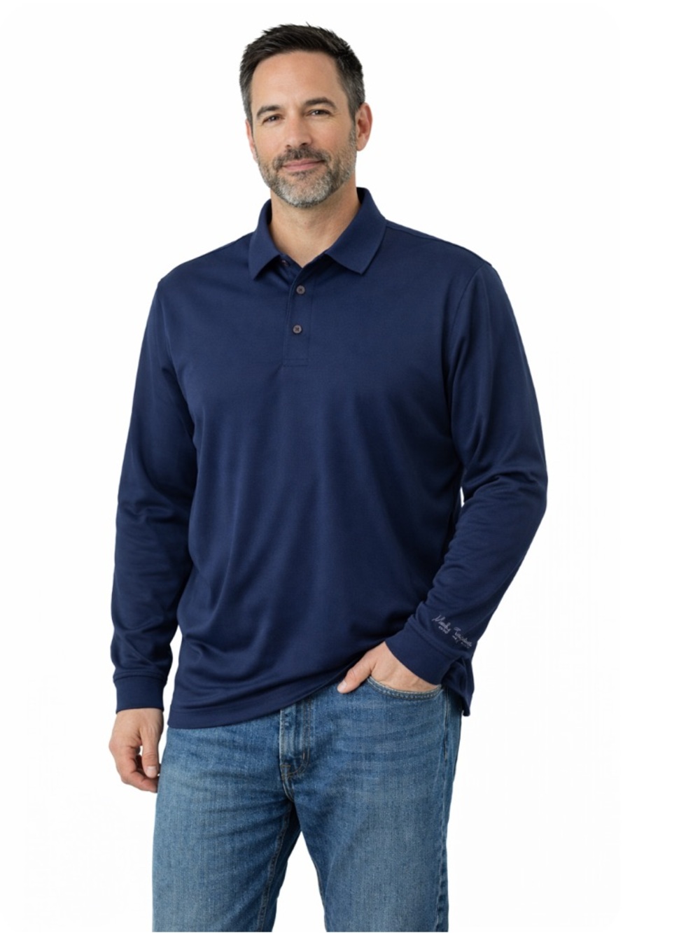 Walter Hagen DSG Navy Blue Long Sleeve Stretch Golf Polo Shirt Men’s XXL
